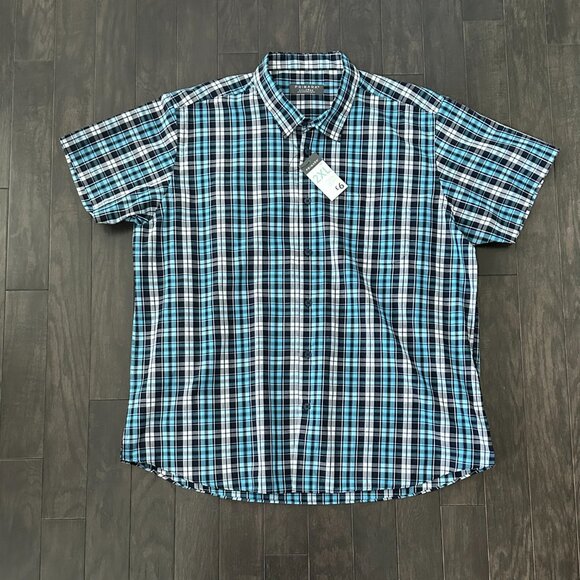 Primark Blue, White & Black Check XXL Men's Short-Sleeve Shirt - Picture 9 of 11